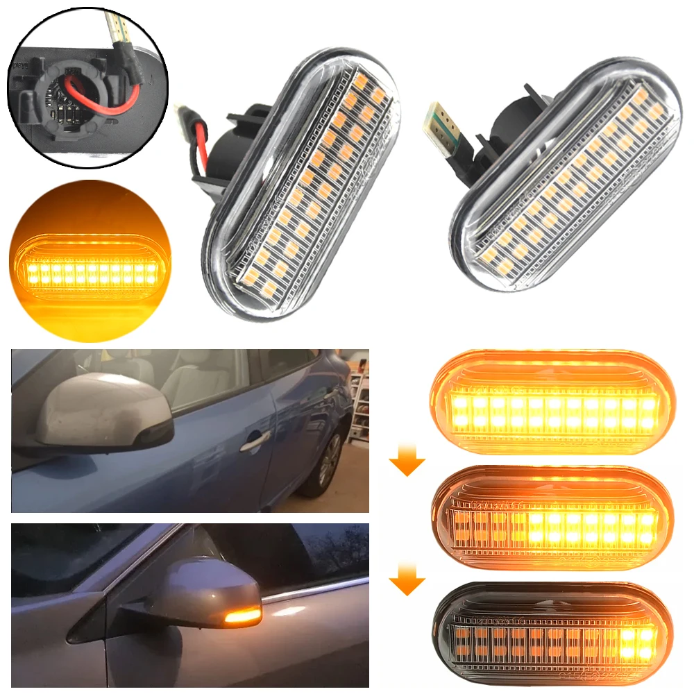 For Renault Clio 1 2 KANGOO MEGANE ESPACE TWINGO MASTER Led Dynamic Side Marker Turn Signal Light for Nissan Opel Smart FORTWO