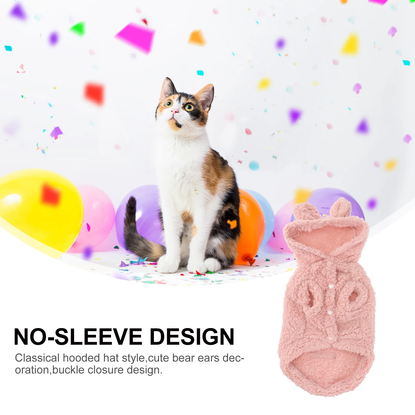 

Hooded Dog Sweatshirt Winter Fleece Coat with Stylish Bear Ears Secure Buckle Closure Comfortable for Cold Weather