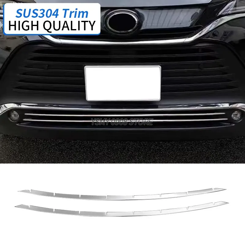 2PCS High Quality Stainless Steel Chrome Styling Car Exterior Accessories Front Bumper Grille Trim for Toyota Harrier 80 2020