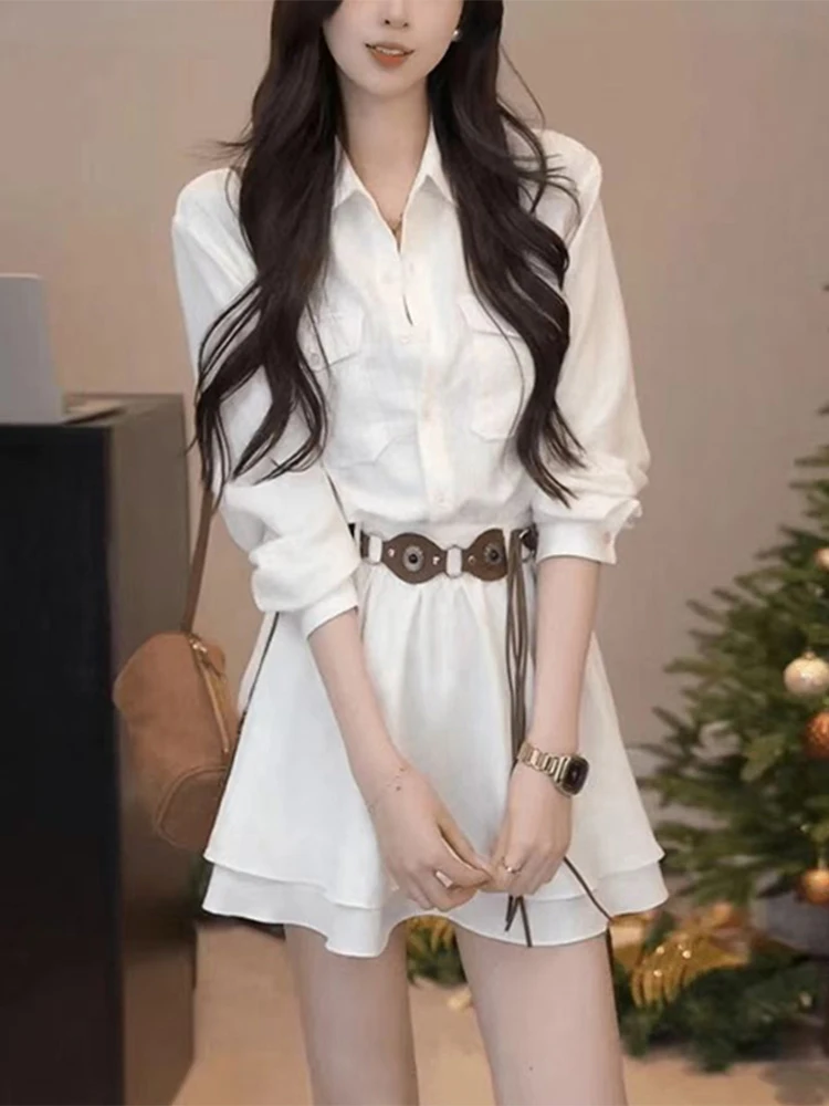 

Ele White irt Dr Women's High Waist Slimming ort Skirt Spring 2026 New Unique Faion Casual Sle Button up