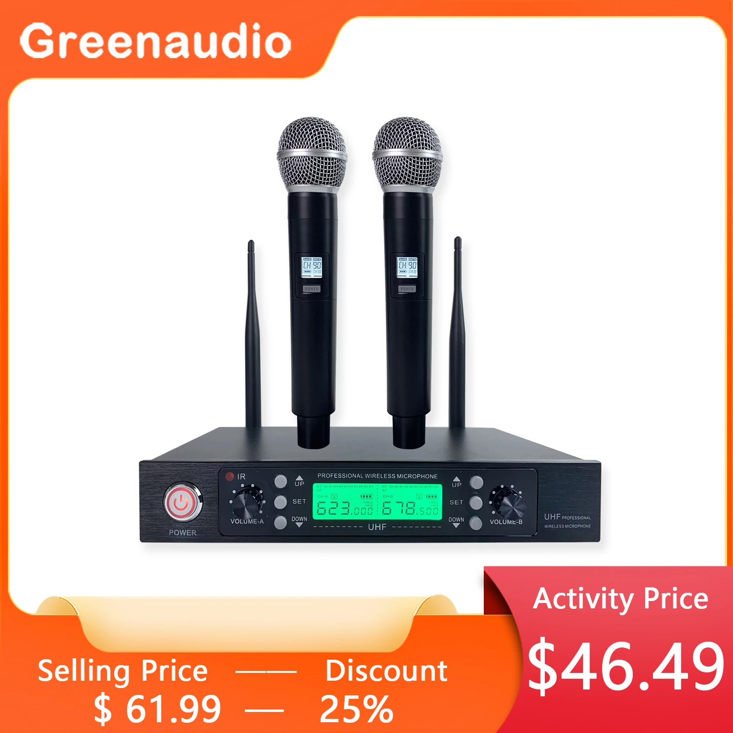 

GAW-U2288 Wireless Microphone UHF One On Two Professional U-segment Household Singing Handheld Conference Performance Microphone