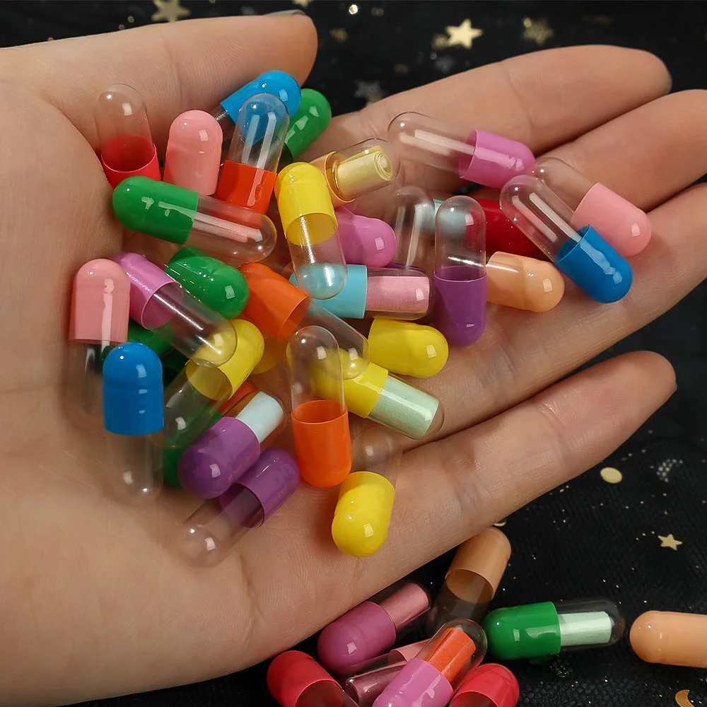 500/100Pcs Mini Black Message Capsule in Bottle Colorful Pill Love Message Envelope Letter Wish Bottle For Party Valentine Gift