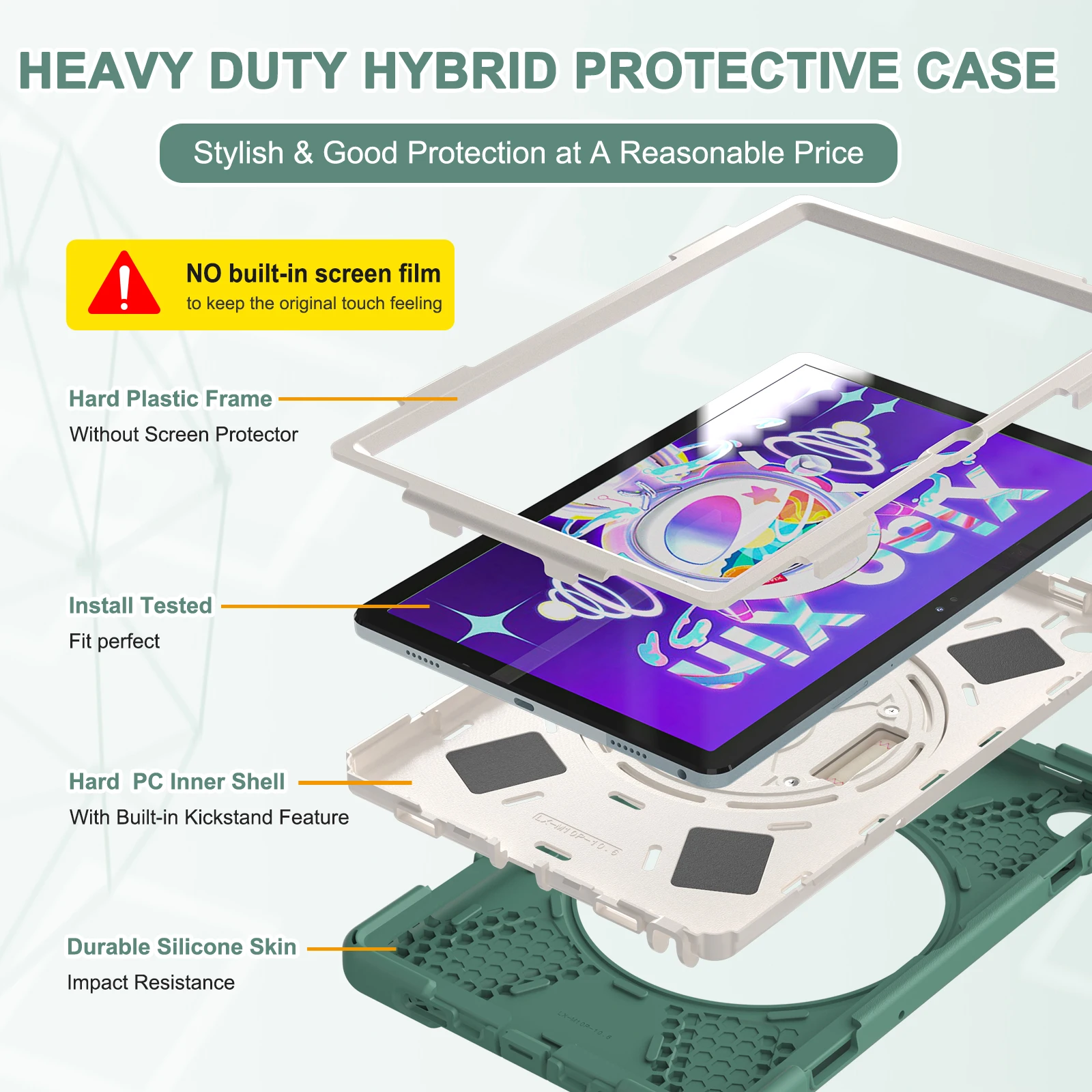 Rugged Case For Lenovo Tab M10 Plus 3rd Gen / Xiaoxin Pad 10.6 2022 TB-125FU 128FU 128XU Hybrid Cover With Hand & Shoulder Strap