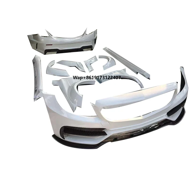 PD Style Wide Body Kit for W205 C63/C63S Coupe Sedan CF+FRP Car Bumpers Side Skirt Perfect Fitment