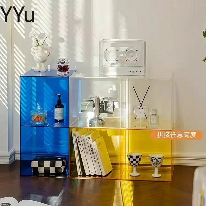Simple Acrylic Bookshelf Home Living Room Shelf Floor Storage Multi-layer Storage Cabinets Porch Desktop Display Rack Box