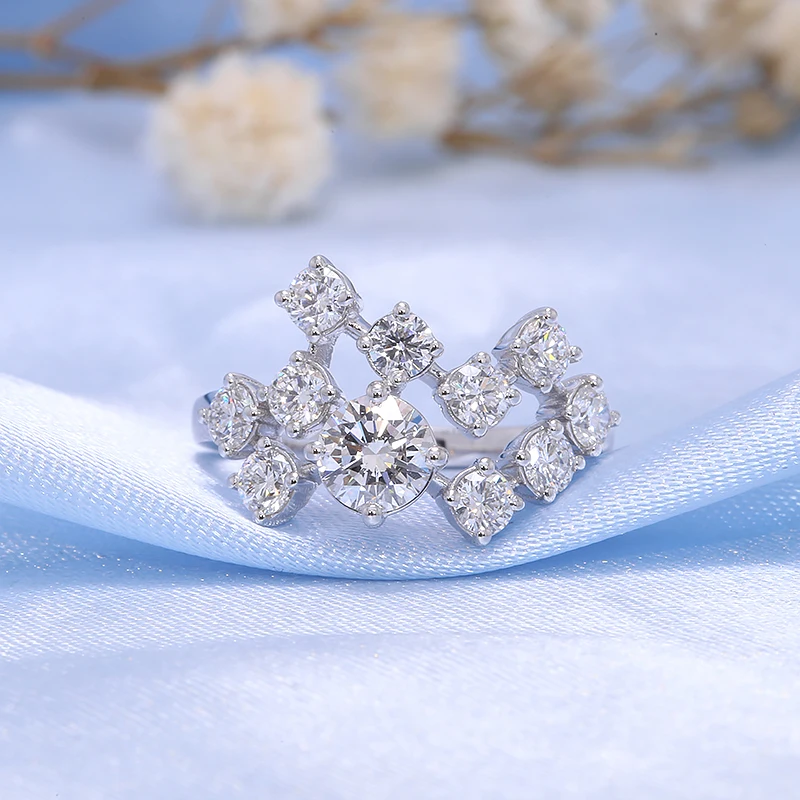 1,5ctw 0,5ct 5.0mm w porównaniu z okrągłym wycięciem w laboratorium diamentowy pierścionek z obrączka zaręczynowym CVD HPHT biżuteria 14K białe złoto NO IGI