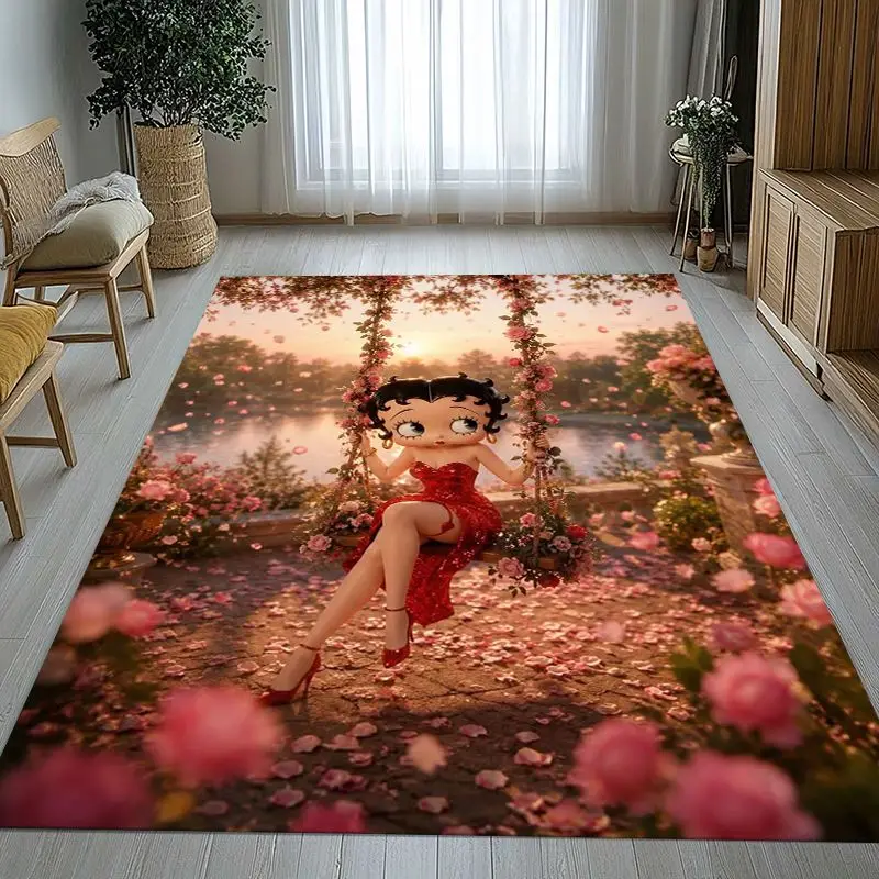 Cute B-Betty Girl B-Boop Cartoon Soft Non-Slip Large Area Rug for Living Room,Bedroom Playroom Carpet Mat for Sofa,Home Decor