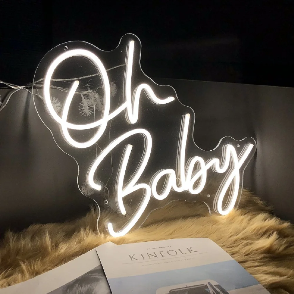 Неоновые вывески Oh Baby на заказ, неоновое искусство, настенный Декор Светильник ящаяся буква для свадебного украшения, розовая кавайная комната, декор, светильник ка, оптовая продажа