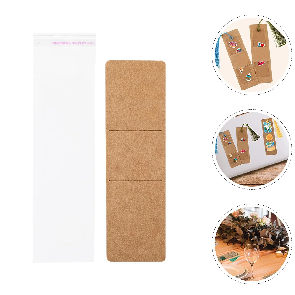 

1Set Kraft Paper Bookmark Sleeves with Self Adhesive Bags DIY Bookmark Display Holder Minimalist Stylish Protector for Reading