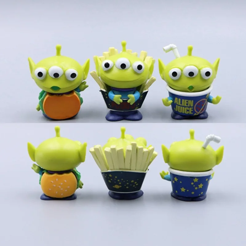 3pcs/set Toy Story Q Version Figure Doll Model Lovely Alien Hamburger Series GK Model Funny Decor Toys Car Ornaments Kids Gifts