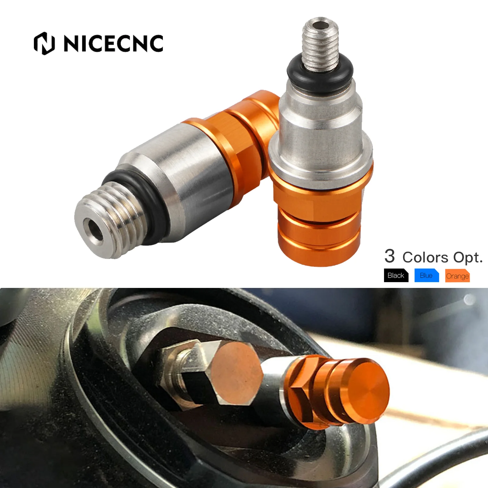 NiceCNC M4x0.7 M8x1.0 Fork Air Bleeders Valve Screw For KTM SX SXF XC XCF 125 250 300 350 400 450 2017 2018 2019 SX85 2018-2019