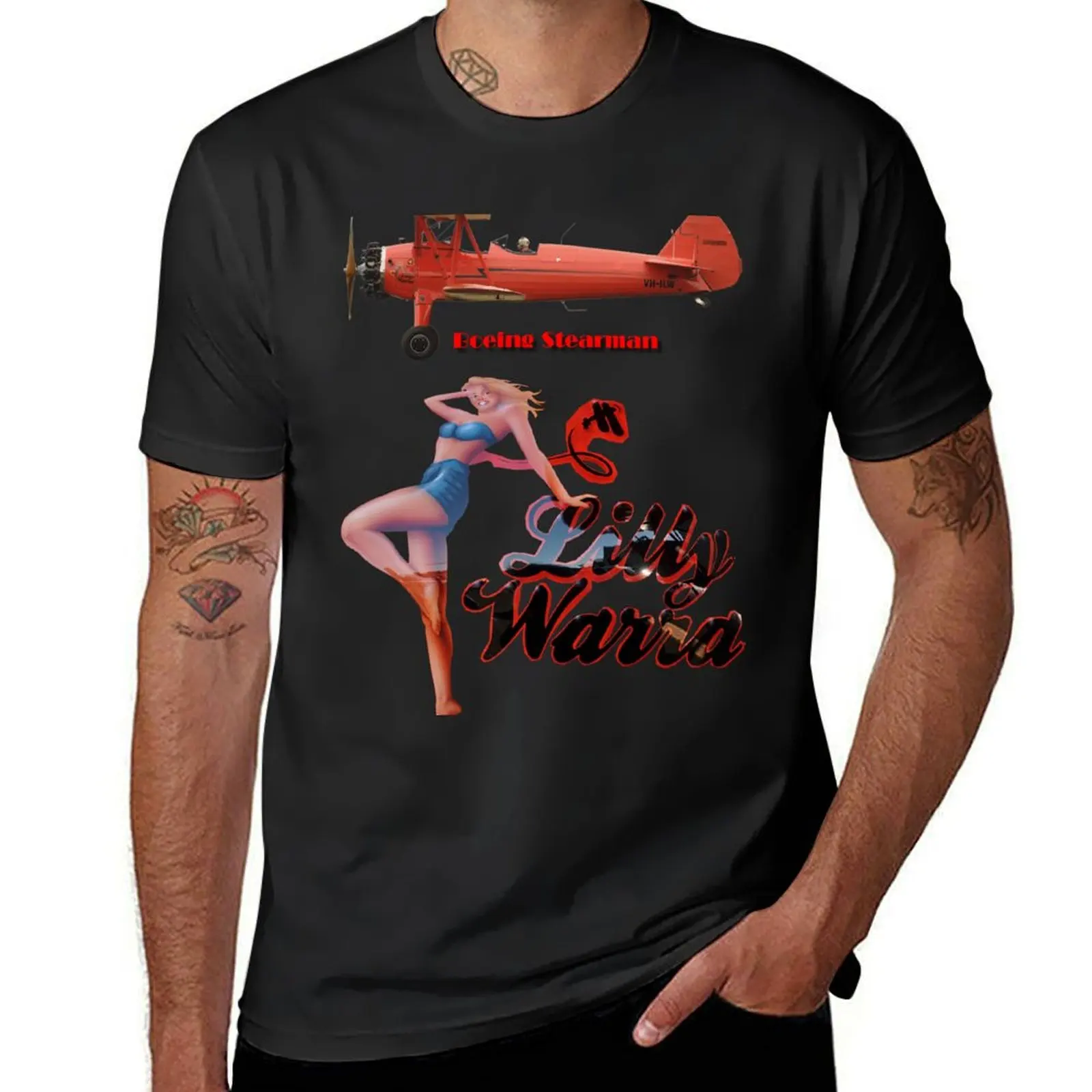 NoseArt Design - Stearman VH-ILW 20160430 T-Shirt blacks oversized quick-drying workout shirts for men