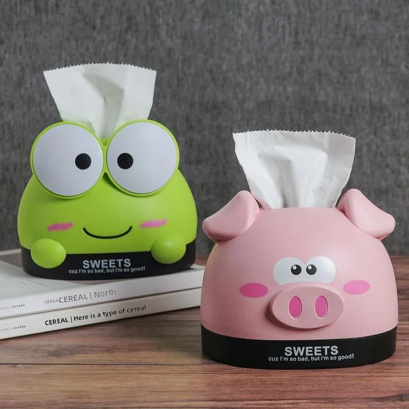 Cute Cartoon Tissue Box Holder Living Room Home Use Hygienic Napkin Box Multi-Functional Student Dormitory Tissue Storage