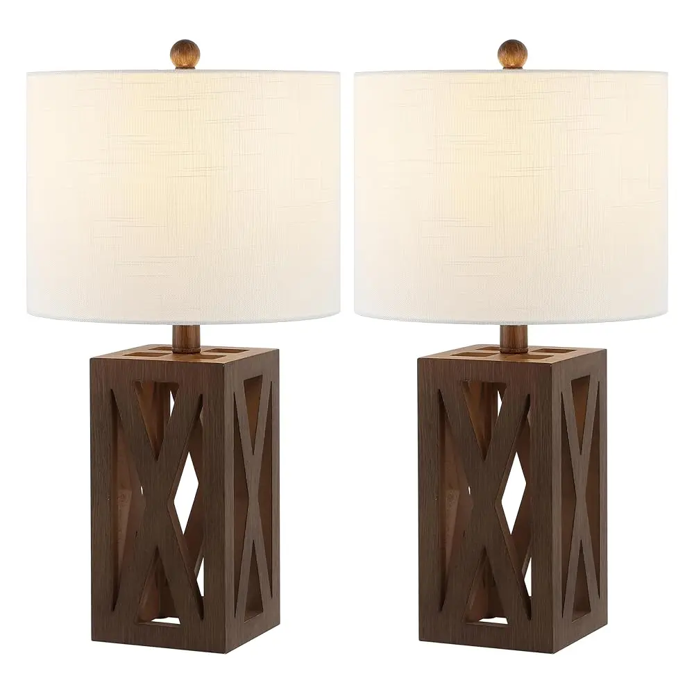 

Jyl1062A-Set2 Stewart 21.5"" Wood Led Table Lamp Farmhouse, French Country, Rustic, Bohemian, Bedroom, Living Room, Office,