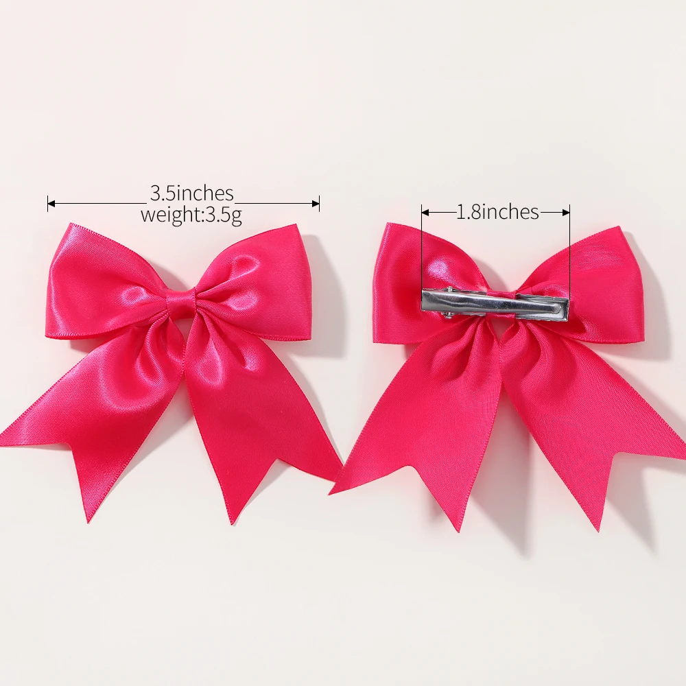 2/3Pcs/Set Lovely Solid Color Ribbon Bows Hair Clip for Kids Girls Hairpins Barrettes Handmade Headwear Baby Hair Accessories