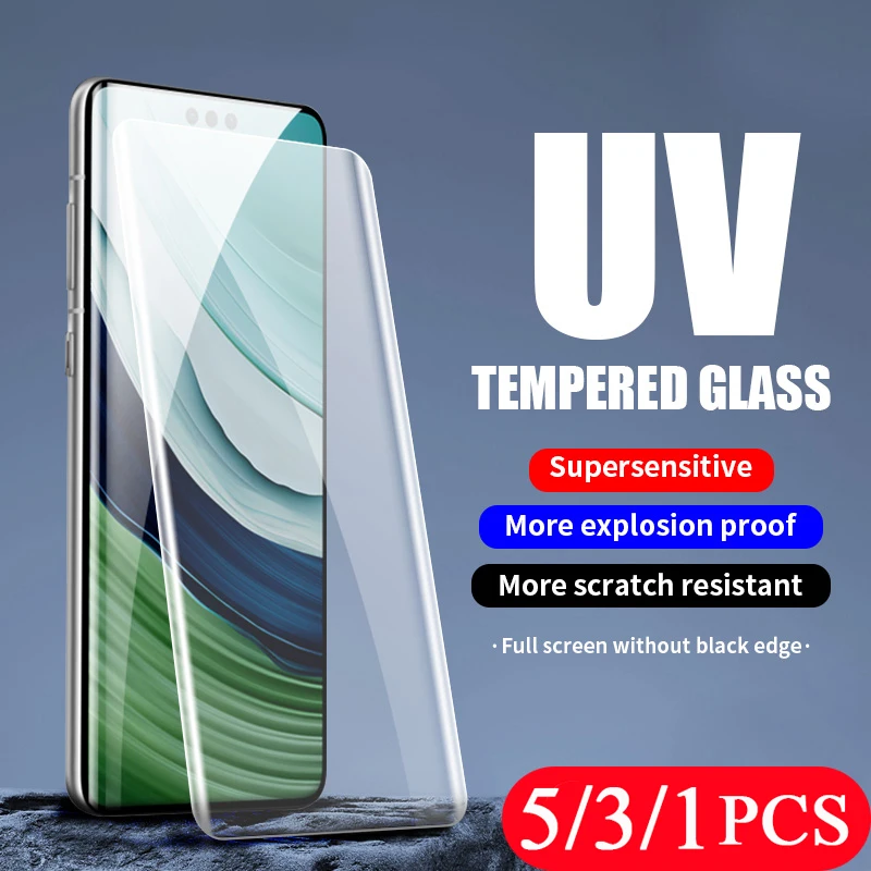 5/3/1Pcs UV Tempered glass protective film for Huawei Mate 60 50 40 RS Ultimate 30 30E 40E pro plus UV Glass screen protector