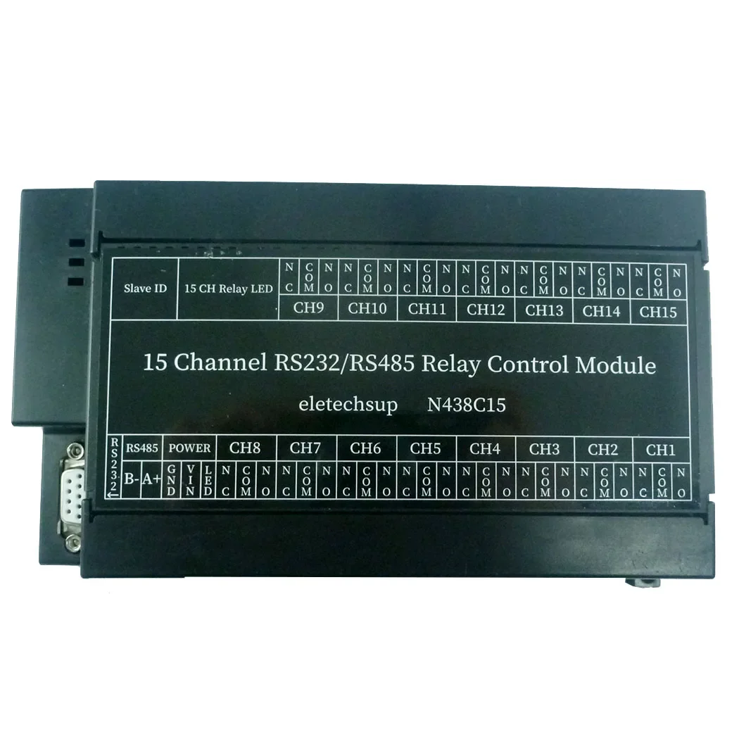 

N438C15 DC 12V/24V 15CH RS485 RS232 Modbus RTU Relay PC UART Serial Port Switch For PLC Camera Industrial Control System