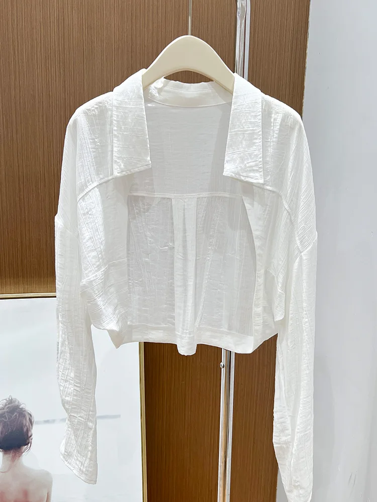Damska koreańska odzież wierzchnia z ochroną przeciwsłoneczną, cienka jedwabna, letnia, luźny krój, długi rękaw, składany kołnierz, jednolity kolor.