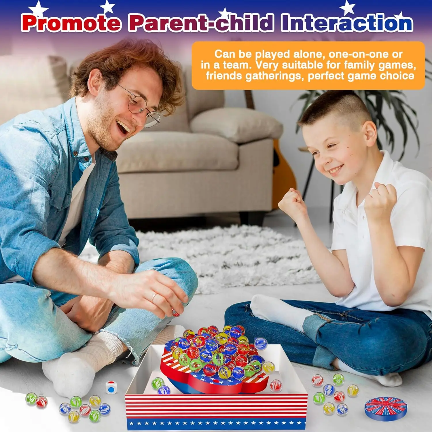 Juego de mármol Wobble Balance: 80 canicas de colores, dados, tablero de ajedrez, tocadiscos, cartas de desafío, divertido juego de mesa familiar para niños A