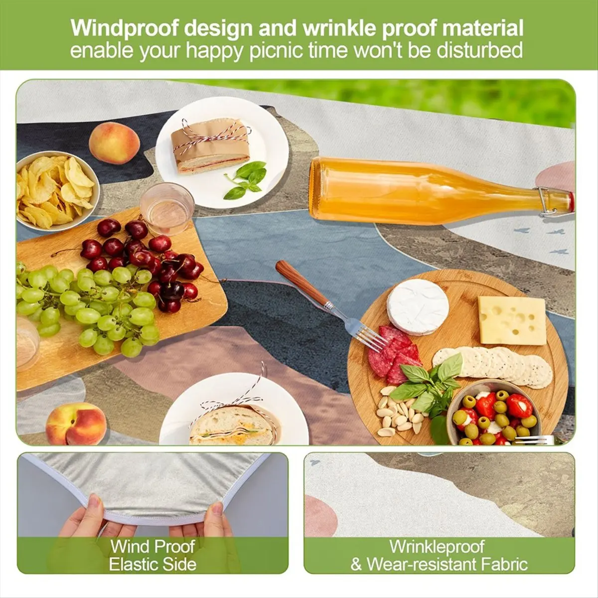 

*A91P Wild Dining Table Cover, Windproof & Waterproof Wild MEA Table, Oil Painting Wild Dining Table