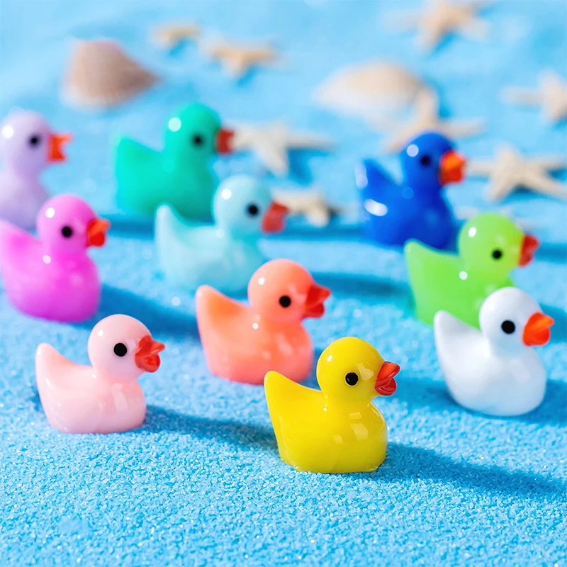 50/100 Uds Mini pato de resina figuritas en miniatura adornos Hada Animal patos pequeños para casa de muñecas pecera DIY