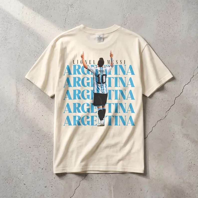 2026 Sommer Lionel Messi Argentinien T-Shirt Messi 10 Grafik-T-Shirt 100% Baumwolle Fan-Geschenke für Männer und Frauen Kurzarm Lockeres Shirt – Detail 9