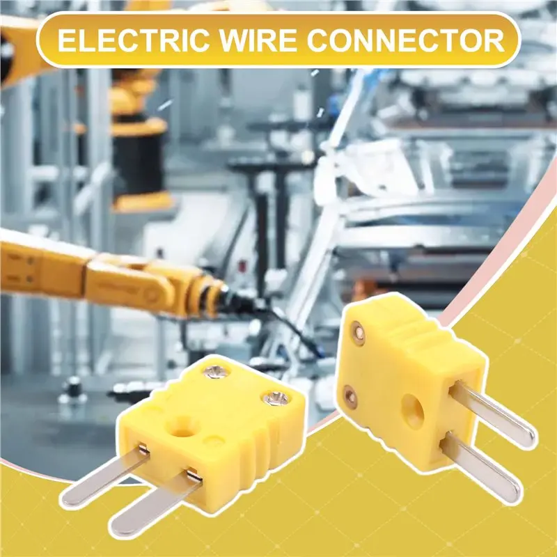 Lightweight Mini Type K Thermocouple Connector Male Plug Adapter High Temperature 120℃ (248℉) For Thermocouple Sensor Probes