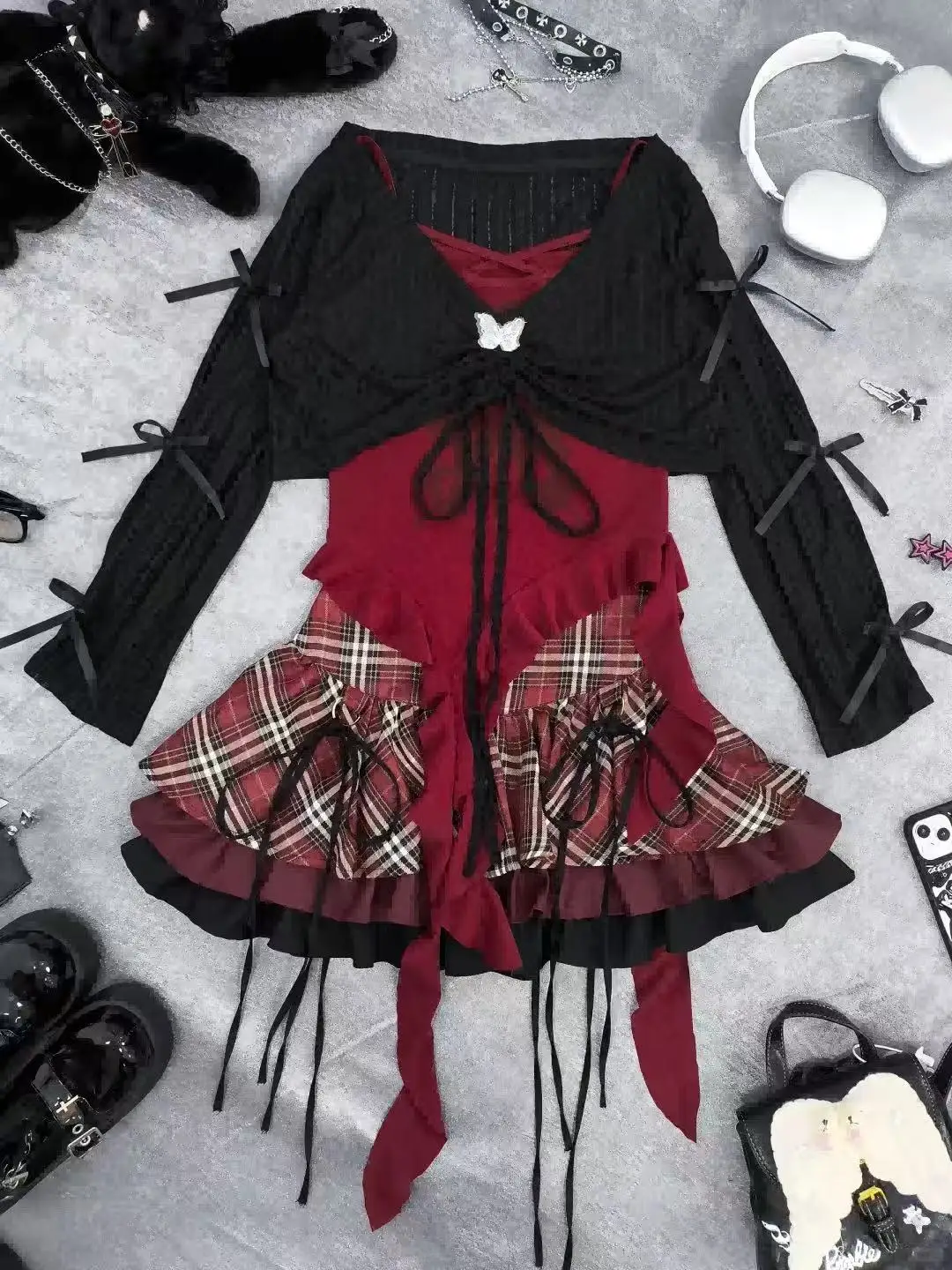 

Halloween Maid Outfit Short Skirt Women Lolita American E-girl Aesthetic Lolita Outfit Set Dress Sweet Cute Fashion Gyaru Autumn