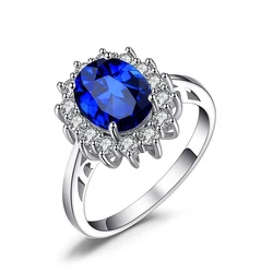 Carofeez 2026 Fashion Jewelry Blue/Whtie Zircon Rhinestones Rings for Women Accessories Cute Flower Engagement Wedding Band