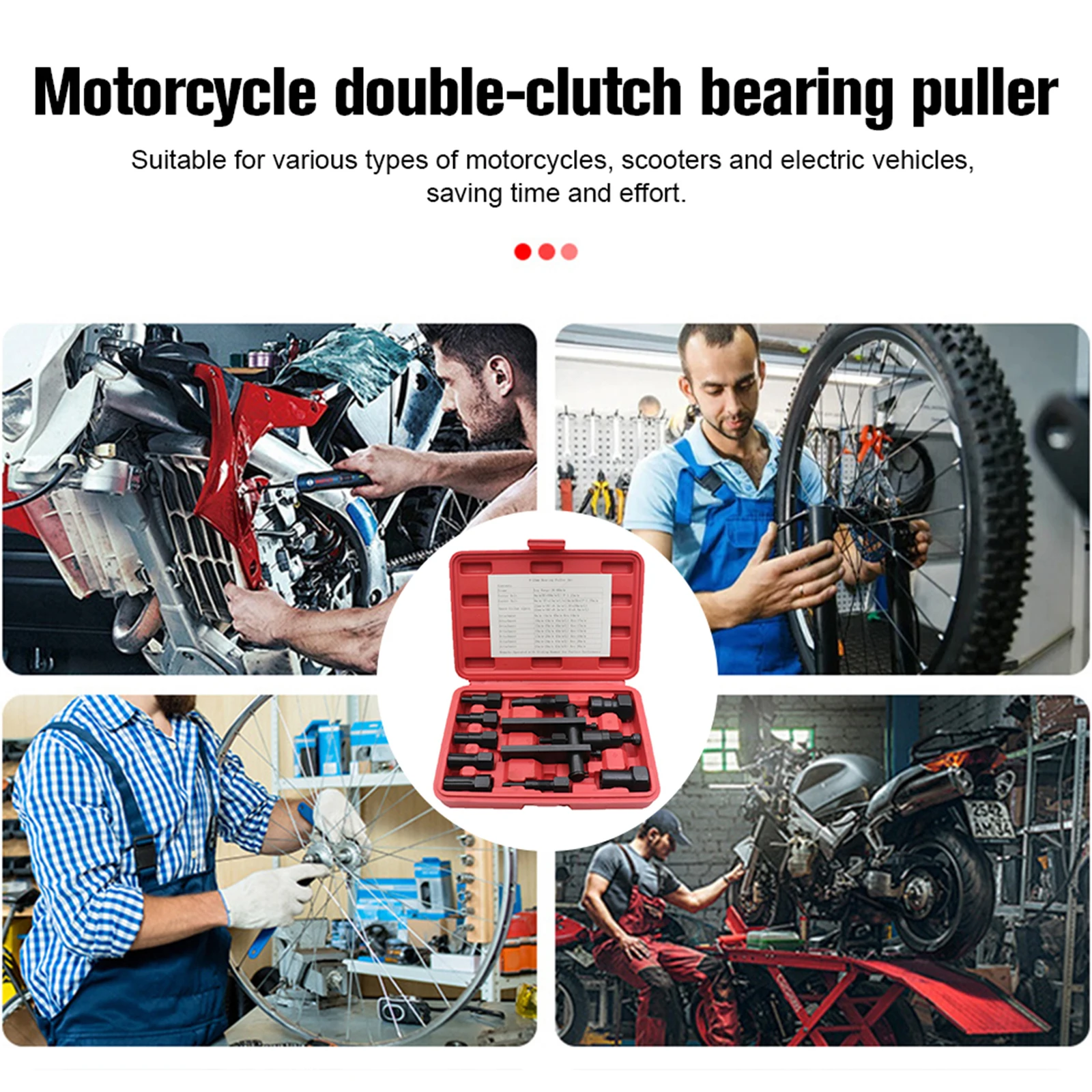 1 Set Motorcycle Bearing Puller Kit Motorcycle Bearing Removal Tool Internal Bearing Puller Kit Inner Bearing Removal Tool