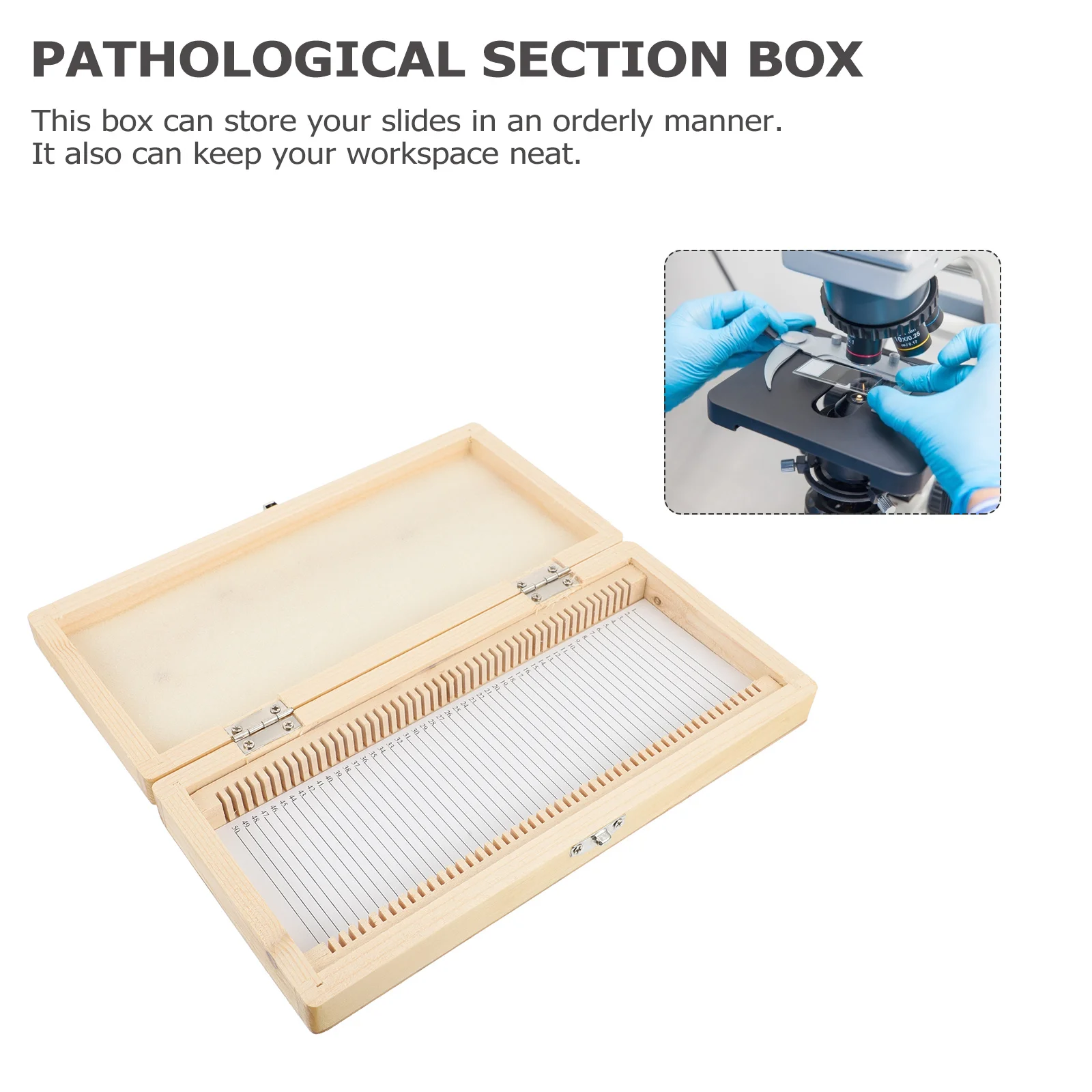 

Wooden Microscope Slide Storage Box Holder for Science Lab Sample Collection Organizing Case Container