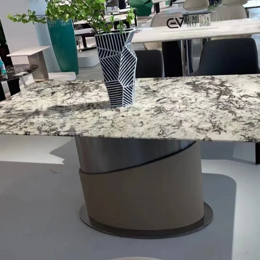 Luxury stone high-end stainless steel dining table legs bracket rock slab marble base metal support frame table feet tea table t