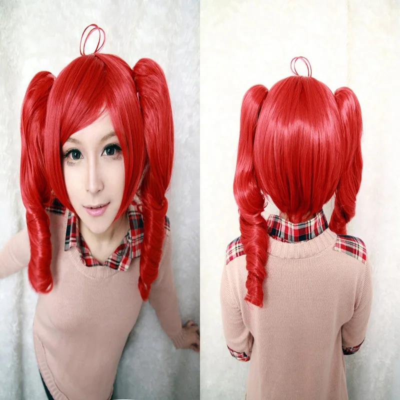 HAIRJOY 45cm di media lunghezza nuova parrucca Cosplay rossa intrecciata Vocaloid Kasane Teto Wave