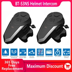 BT-S3NS Motorcycle Helmet Bluetooth-Compatible Headset Intercom Communication Interphone MP3 GPS Waterproof Intercomunicador
