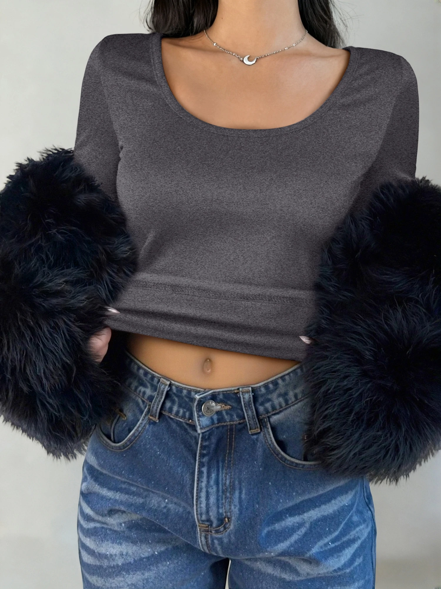 Soft Stretchy U‑Neck Long Slee - Blouses review and price