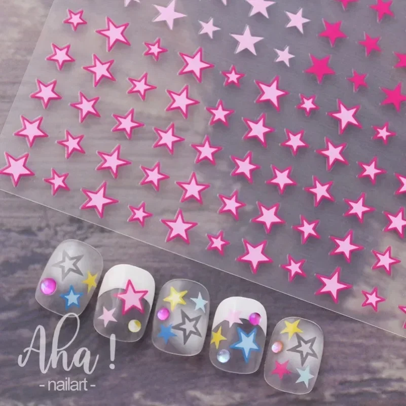 1pc  Star Nail Art Stickers Y2K Charms Self-Adhesive Sliders Laser White Chrome Gel Polish Decals Kawaii Accesories