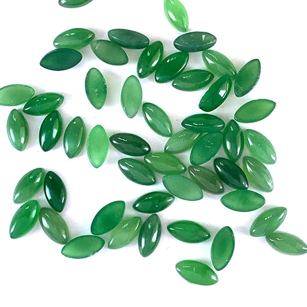 

20pcs 3*6-5x10mm Natural Green Hetian Jade Oval Cabochon Stone