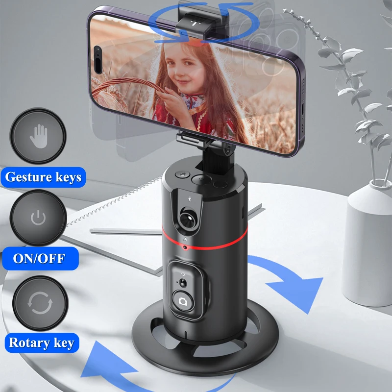 New 360 Rotation Smart Ai Gimbal Stabilizer Selfie Stick Monopod Desktop tracking gimbal PTZ For Tiktok Smartphone live