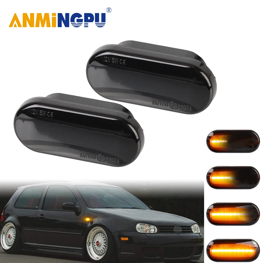 

2pcs Dynamic Flowing LED Side Marker Turn Signal Light For VW Transporter T5 Polo Golf 3 4 Passat B5 Sharan Lupo Bora Multivan