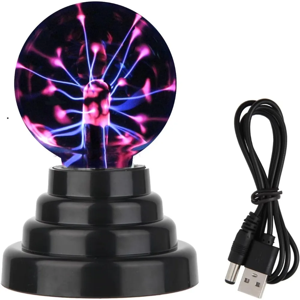 3 inch Magic Plasma Ball Lamp LED Atmosphere Night Light Only Touch Sensitive Glass Plasma Light Bedroom Decor Kids Gifts
