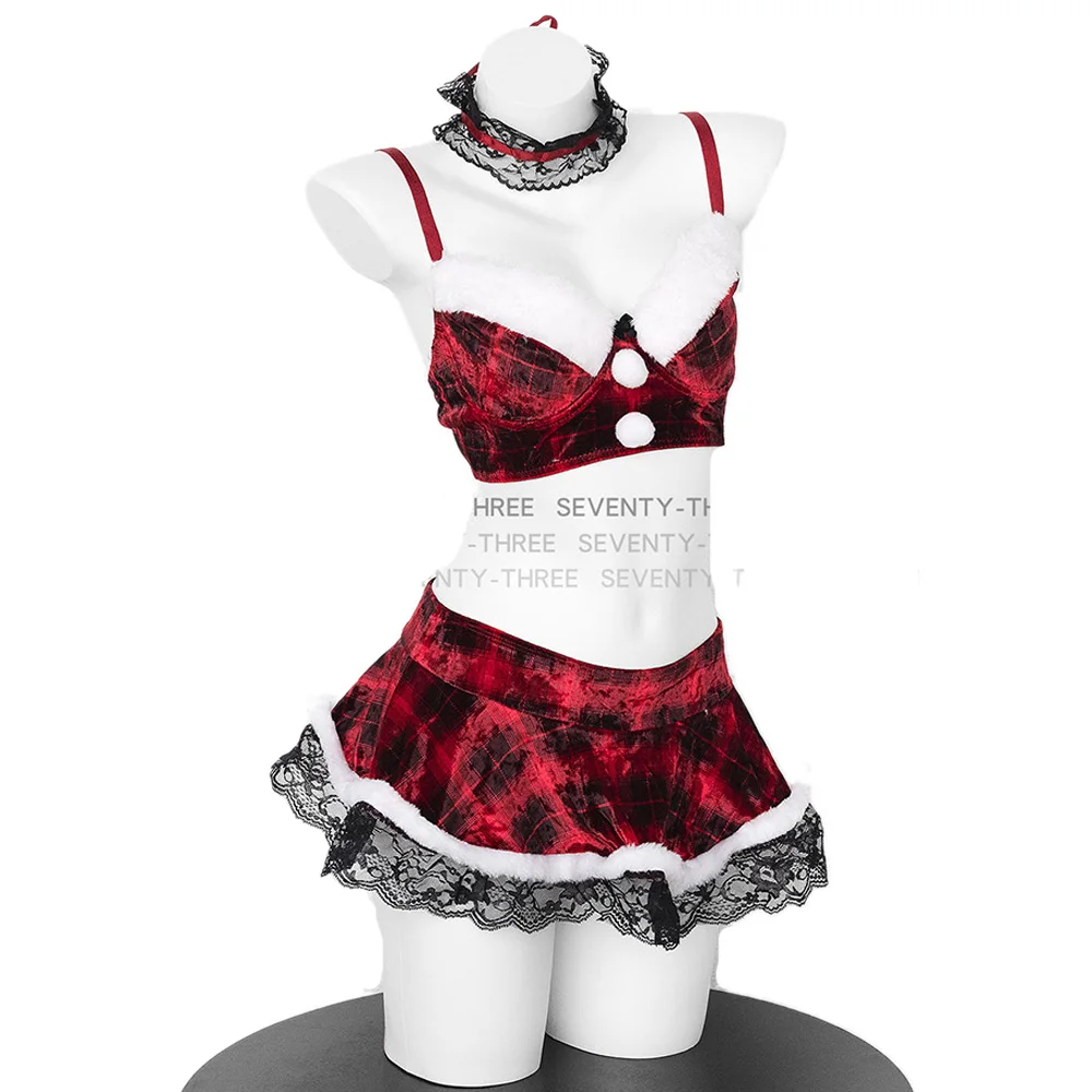 AniLV Anime Girl Group Christmas Uniform Stage Performance Costume Copslay Women Xmas Day Classic Plaid Clothes Outfit