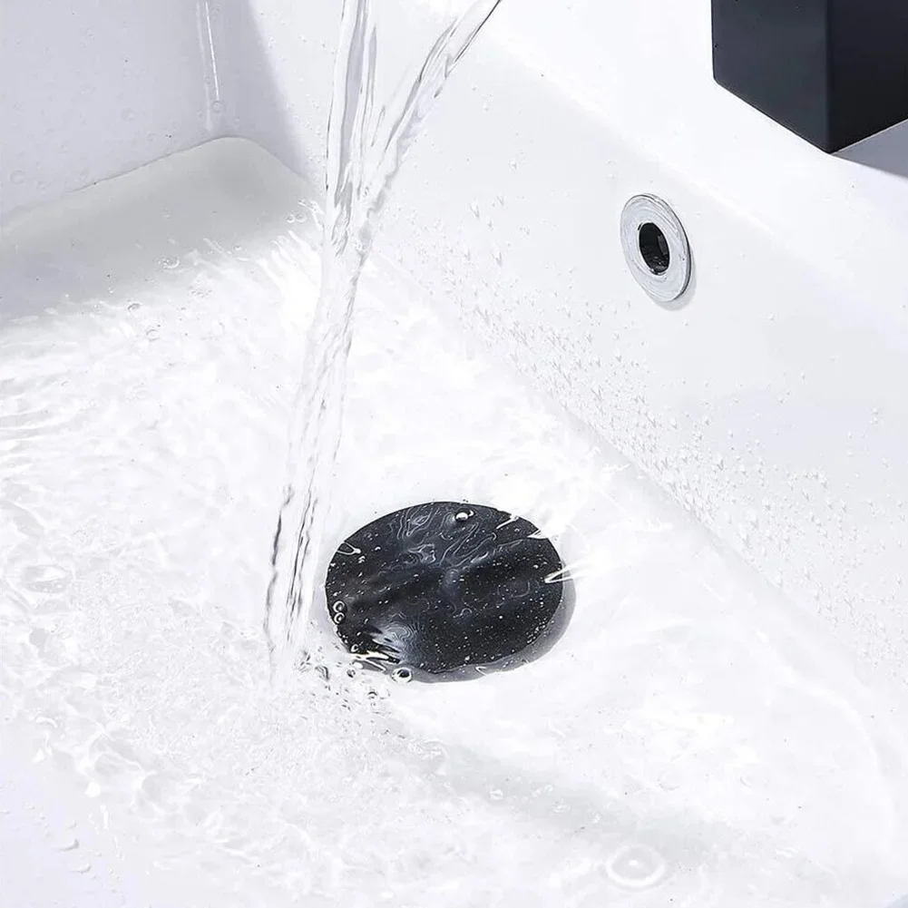 Matte Black Basin Waste Up Bathroom Sink Push Button Click Clack Plug Popping Up Drain Plug 66mm For Kitchen Bathroom Bathtub