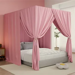 Pink/Black king Four Corner Post Bed Canopy Bed Curtains Sheer Canopy for Adults Bedroom Decoration Lightproof Windproof Twin