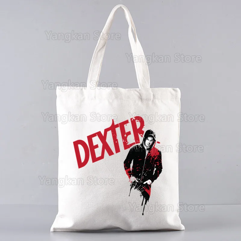 Dexter Morgan Handbags Custom Canvas Tote Bag Print Daily Use Reusable Travel Casual Shopping Bag