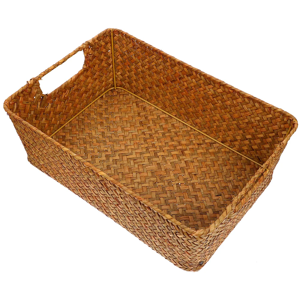 Straw Bread Basket Baskets for Organizing Large Laundry Toy Household Snack Container Cosmetics Holder Bins