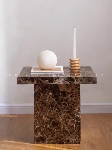 가벼운 럭셔리 복고풍 스타일 천연 대리석 홈 거실 사이드 테이블 식물 냄비 디스플레이 테이블 높이 50cm 폭 50cm 두께 4.5cm