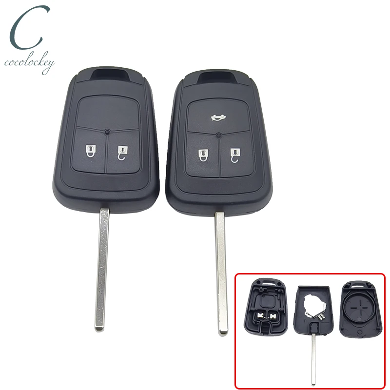 

Корпус ключа-брелока Cocolockey с 2 кнопками для Chevrolet Aveo Cruze, Opel Malibu, 3-кнопочный пульт дистанционного управления, пустой корпус ключа, незаготовленный, HU100, 2 шт.