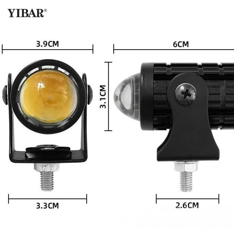 2 قطعة أضواء عالمية مزدوجة اللون للدراجات النارية LED المصباح مصباح قيادة صغير دراجة نارية شاحنة مقطورة على الطرق الوعرة الملحقات