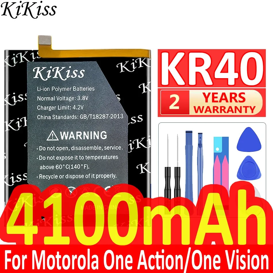 4100mAh KiKiss Powerful Battery KR40 for Motorola Moto One Action XT2013-1/One Vision XT1970-1