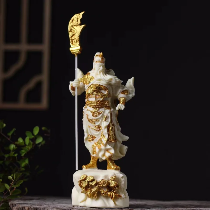 Wholesale  Ivory Nut Carving Stand Knife Guan Gong Guan Yu Lord Guan the Second Office Home Decoration Crafts Gift Box